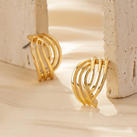 14K Gold Womens Twisted Curved Earrings Ladies New Wavy 14 Karat Silver Jewelry